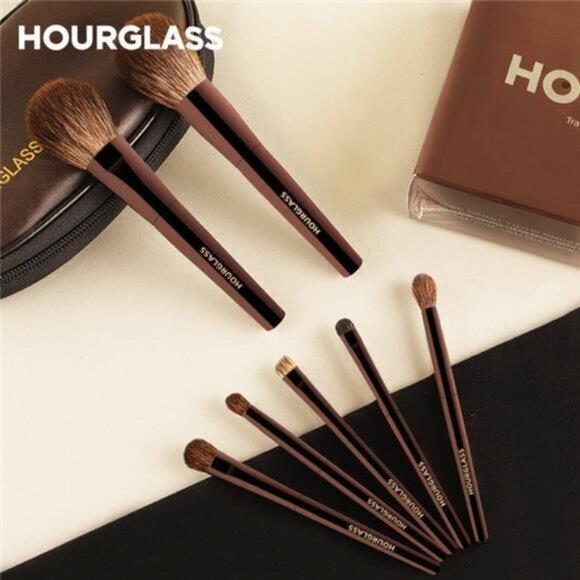 Hourglass Makeup Brush Set Mini Portable 7 Pcs, High Quality Soft Brushes - Picture 5 of 7